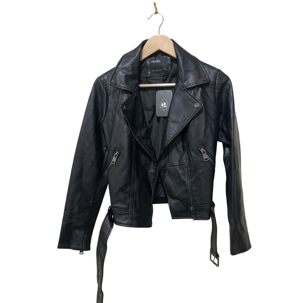 Elodie Faux Leather Moto Jacket Size Small‎ New with Tags - Picture 4 of 6